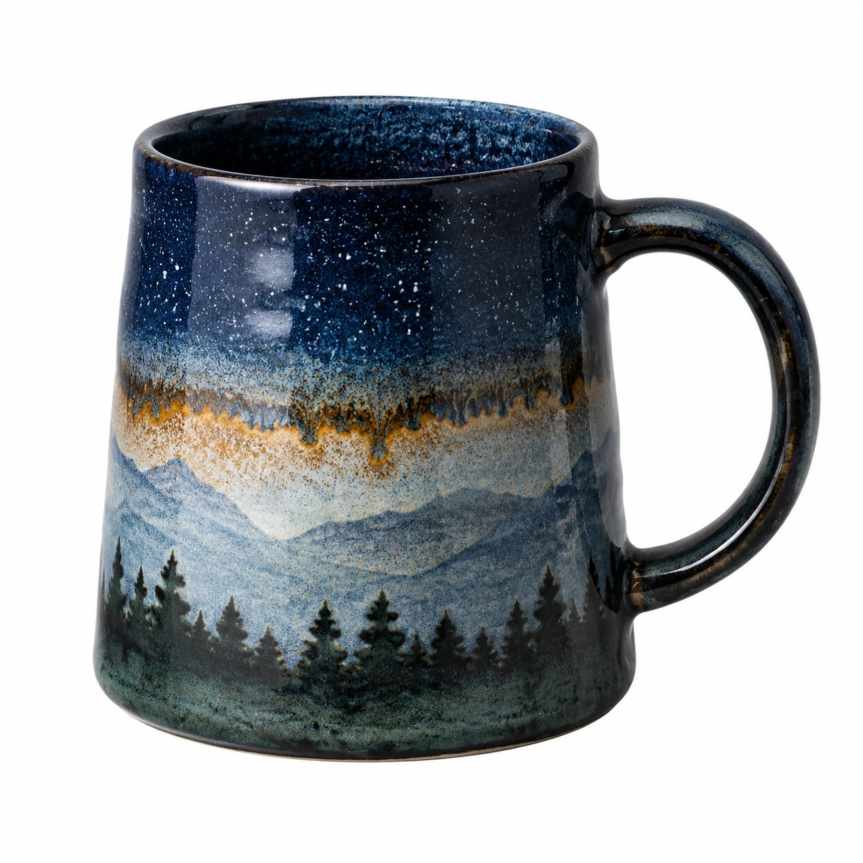 Keramiktasse mit Berg- und Waldmotiv 450ml