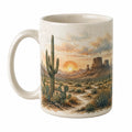 Beige Keramiktasse mit Wüstenlandschaft Motiv 350ml