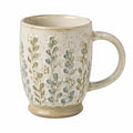 Keramiktasse mit Blumenmuster 350ml, Creme/Grün/Blau
