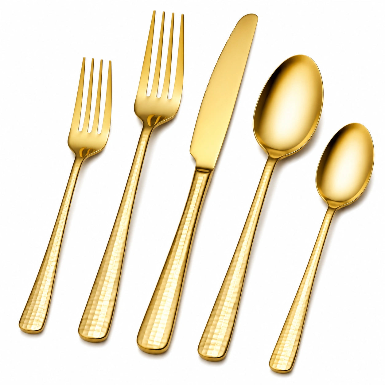 Goldenes Edelstahl Besteckset 5-teilig, vergoldet