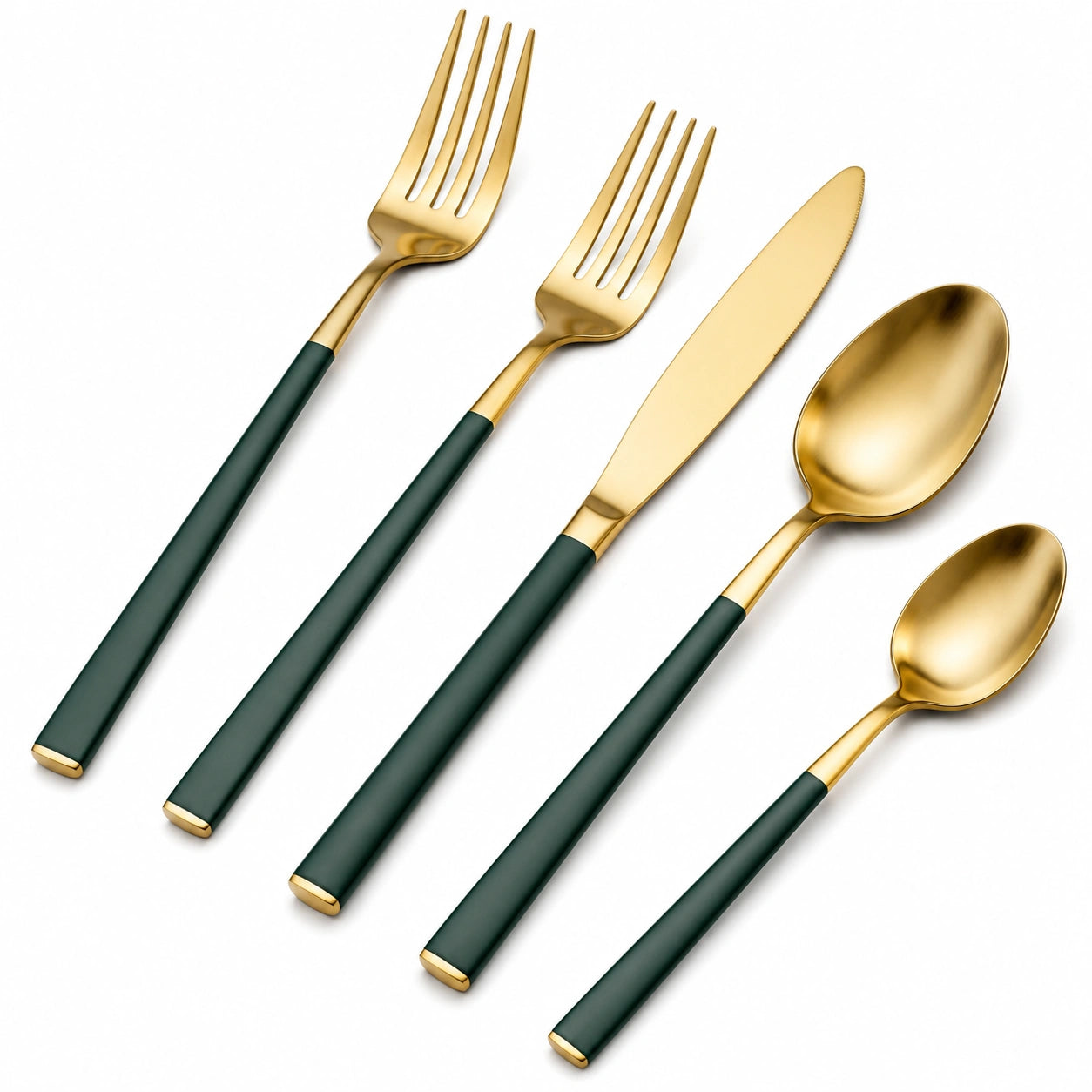 Besteckset Edelstahl Gold Schwarz 5-teilig