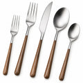 Besteckset Silber und Braun Holzgriff Edelstahl 5-teilig