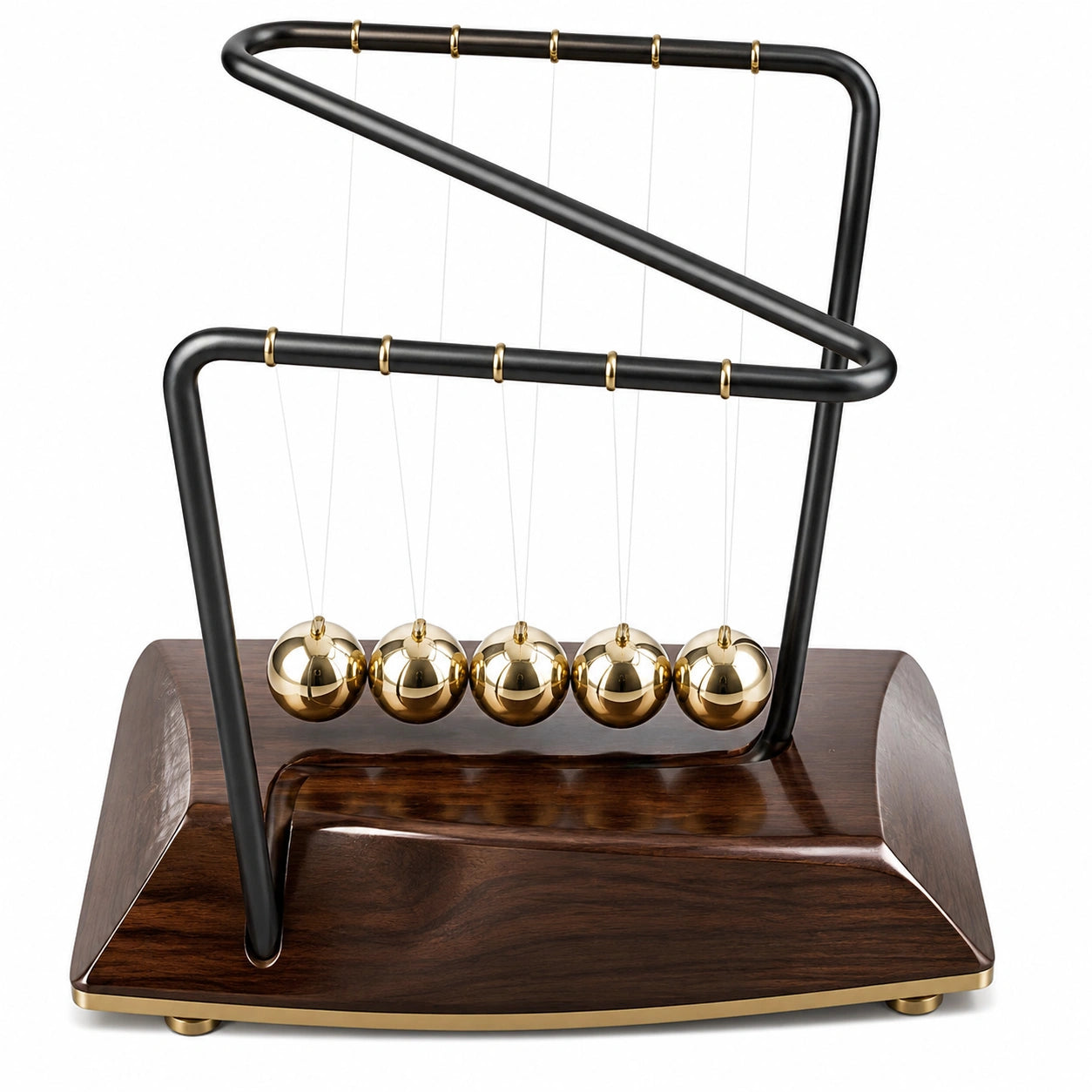Elegantes Newton-Pendel, Schwarz/Gold/Braun
