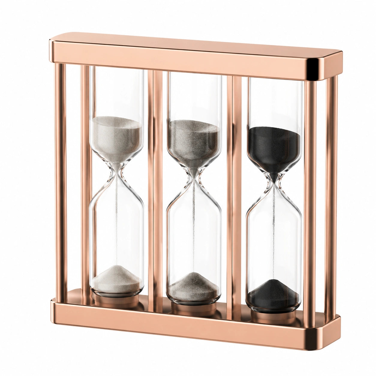 Dreifache Sanduhr mit Roségoldrahmen