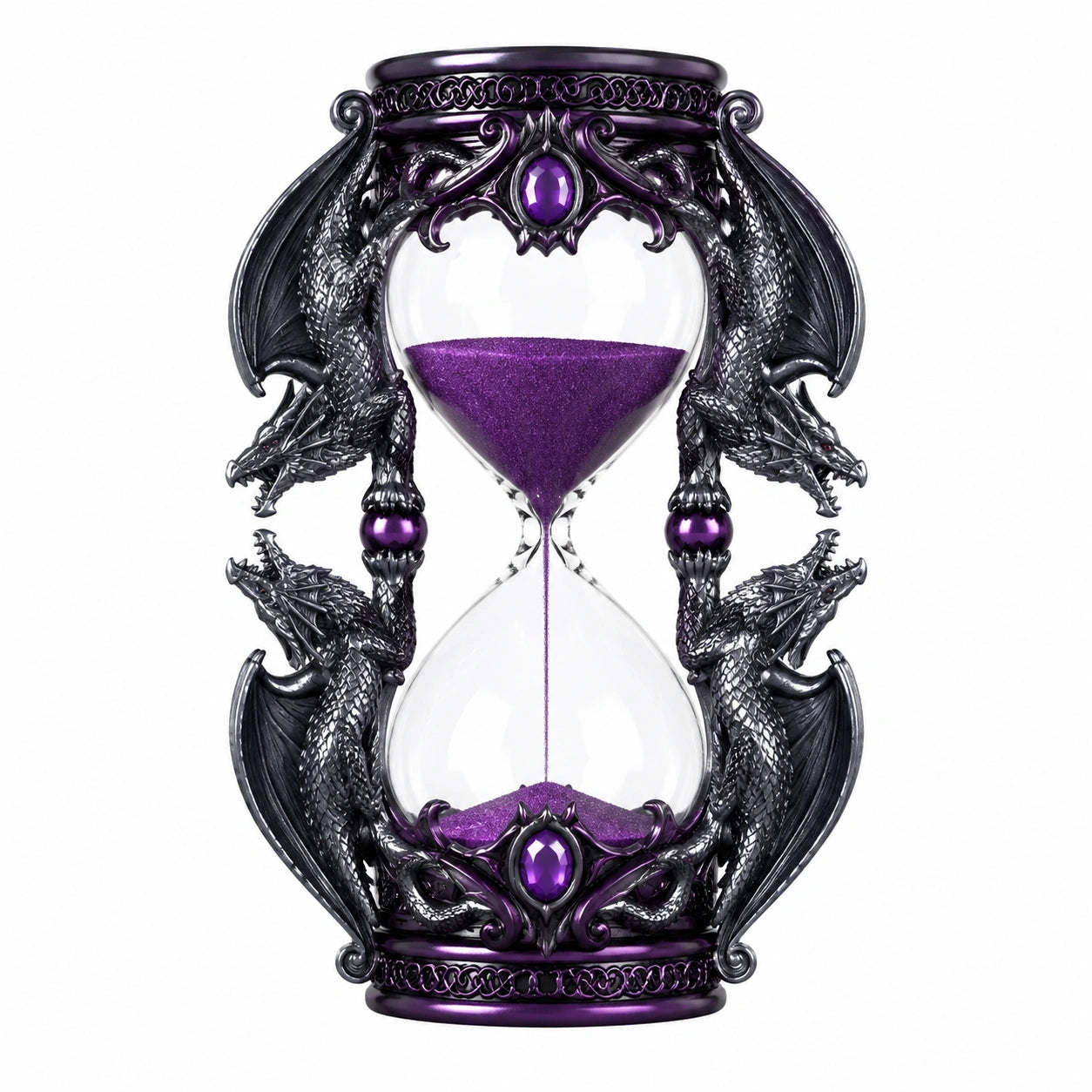 Drachen Sanduhr Lila und Schwarz 25 cm