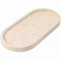 Ovales Tablett aus Natursteinoptik, Beige