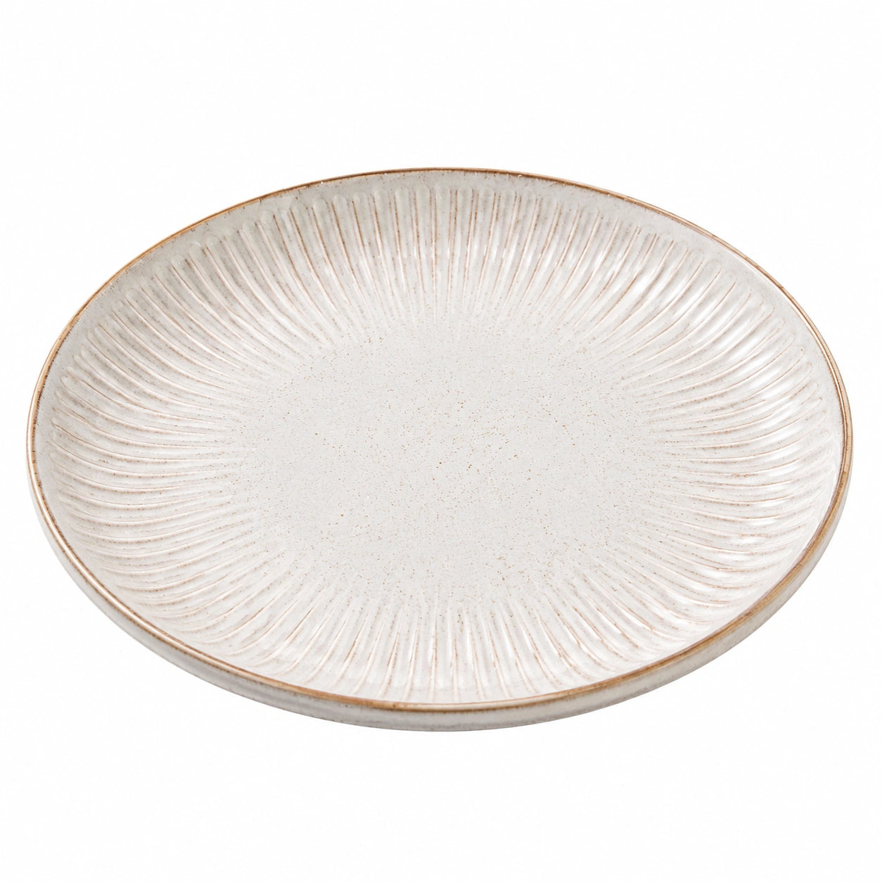 Eleganter Keramikteller mit Riffelmuster in Beige, 27 cm