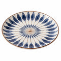 Runder Keramikteller mit Blau-Weißen Blattmuster, 28cm