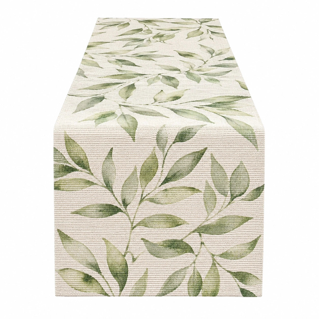 Tischläufer mit Blätterdesign in Grün/Beige 180x35 cm